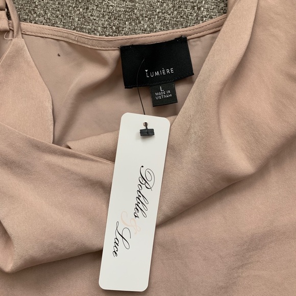 Bobbles & Lace Blush Color Silk Slip Dress - Picture 3 of 5